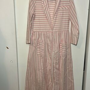 Vintage Eileen West Womens Pink & White Striped Button-Front Dress